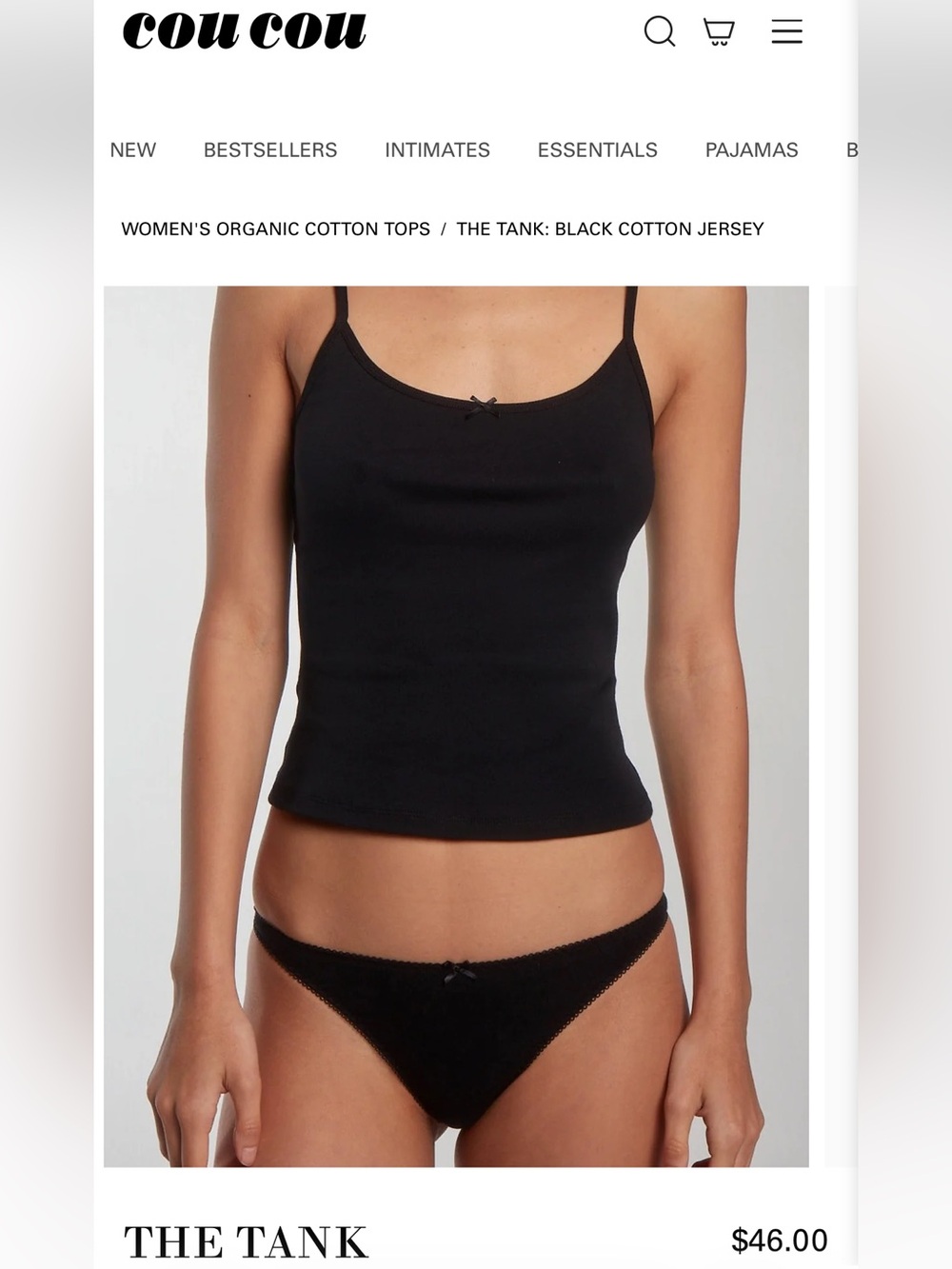 Coucou The Tank - Women's Black Cotton Tank